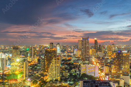 Bangkok Cityscape, Business district with high building at twilight time, Bangkok, Thailand © Southtownboy Studio