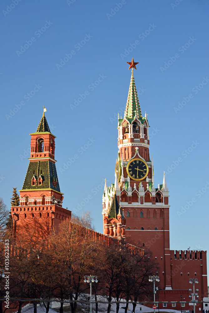 Spasskaya and Nabatnaya tower of Moscow Kremlin, Russia