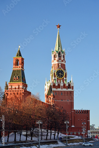 Spasskaya and Nabatnaya tower of Moscow Kremlin, Russia