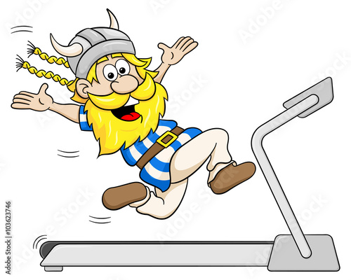 joggender Wikinger auf dem Laufband