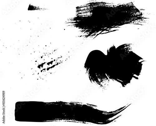 Set of Hand Drawn Textures and Brushes, ink design elements. Hand-drawn with acrylyc grunge strokes (individual objects). Abstract design elements for your projects. Vector