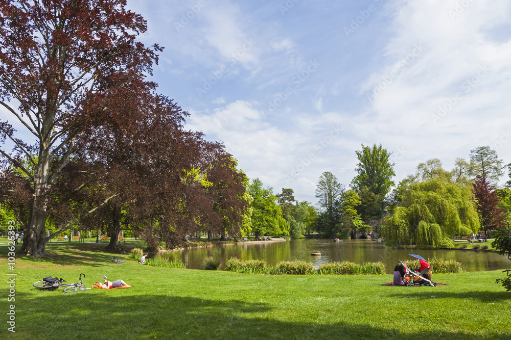 Parc de L'Orangerie in the center of Strasbourg city, France