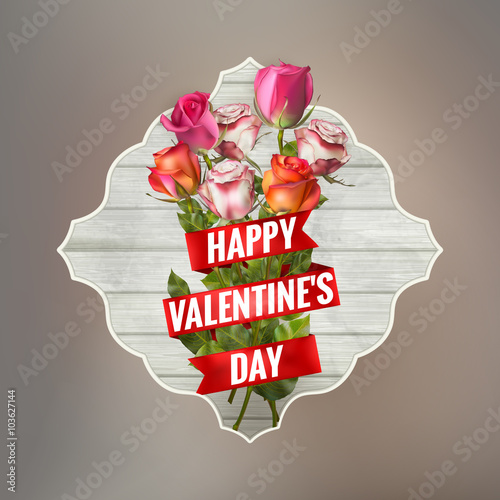 Vintage valentiine card with roses. EPS 10 photo