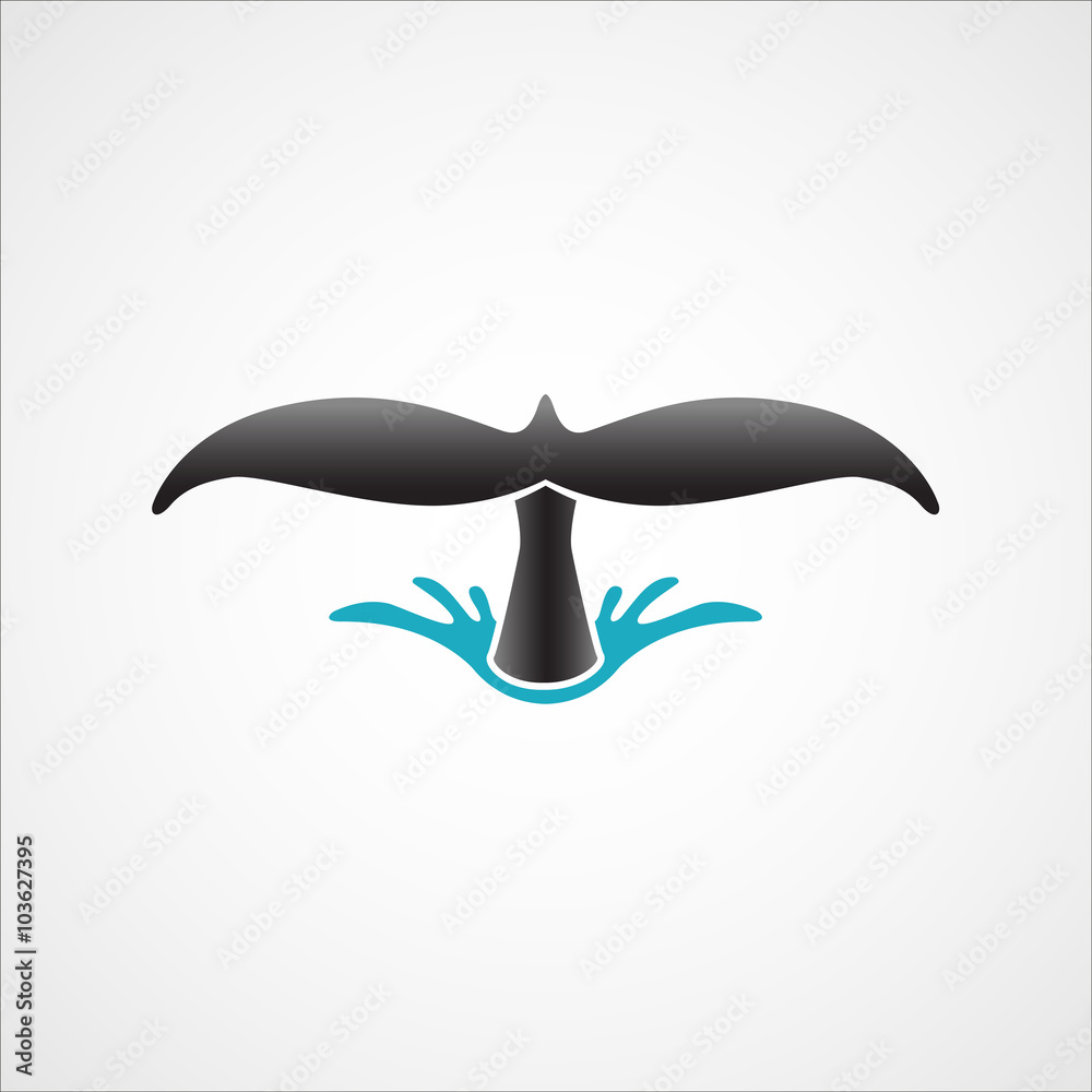 Obraz premium diving whale tail logo sign badge isolated on white background