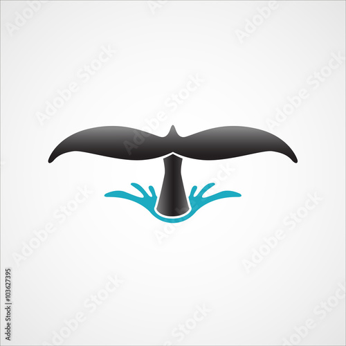 diving whale tail logo sign badge isolated on white background