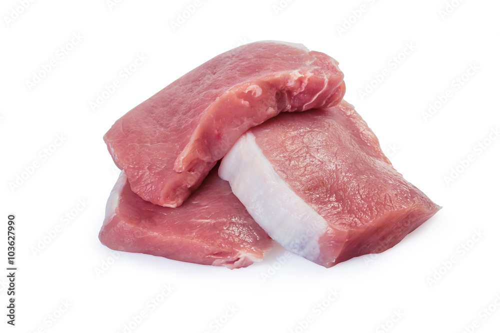 Raw pork meat isolated