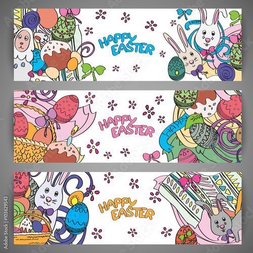 Set of creative multi colour vector banners for Happy Easter