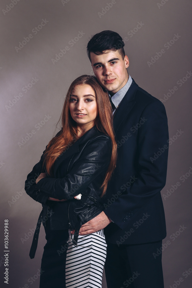 Portrait of a hugging couple Portrait of a hugging couple