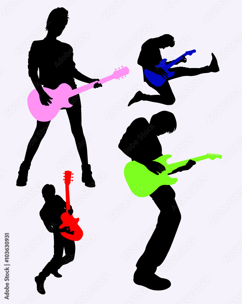 guitar player silhouette Stock Vector | Adobe Stock