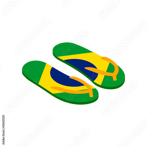 Brazilian flip flops icon, isometric 3d style 