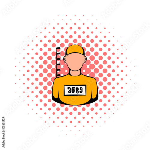Prisoner in hat with number icon, comics style 
