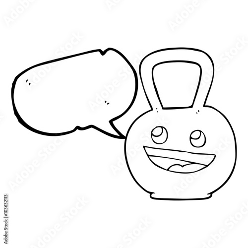 speech bubble cartoon kettle bell