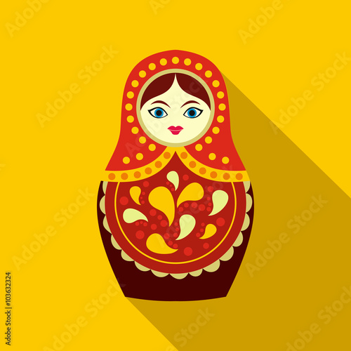Russian matryoshka icon, flat style