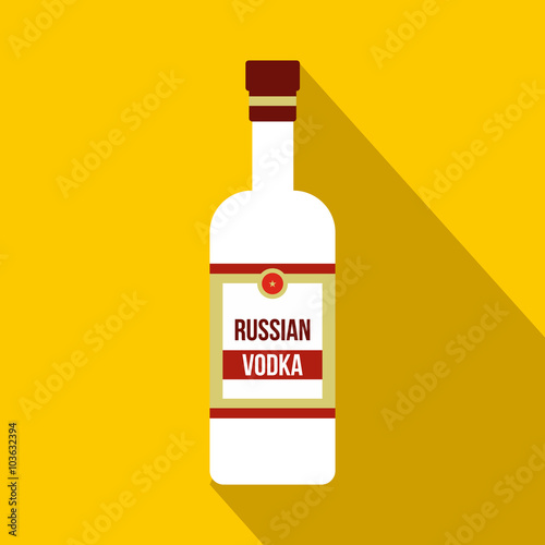 Bottle of vodka icon, flat style