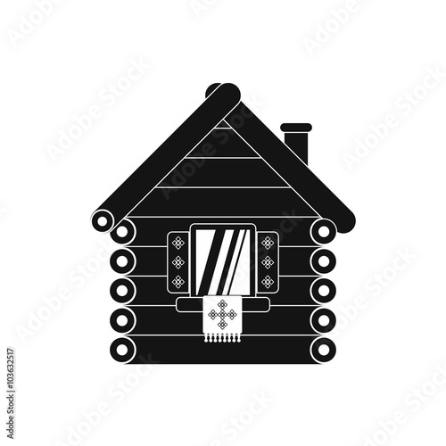 Wooden house icon, simple style