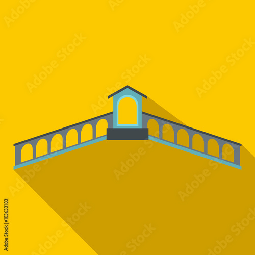 Rialto Bridge, Venice icon, flat style 