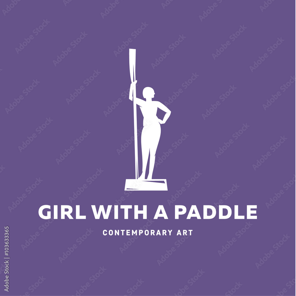 Girl with a paddle statue, monument sign vector illustration Girl with a paddle statue, monument sign vector illustration