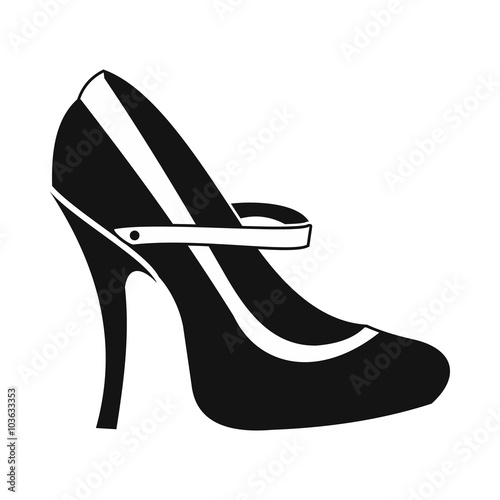 Red high heel shoes icon, simple style
