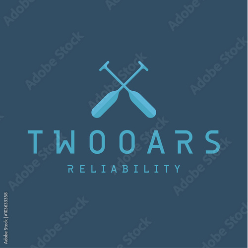 Two Oars Sign Monogram Logo in Minimalism Flat Illustration