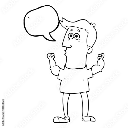 speech bubble cartoon surprised man flexing biceps