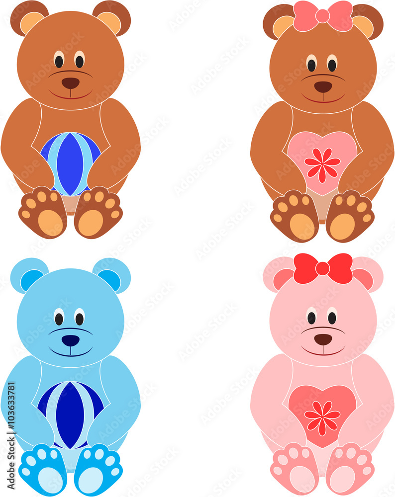 Brown, Pink and Blue Bears Brown, Pink and Blue Bears