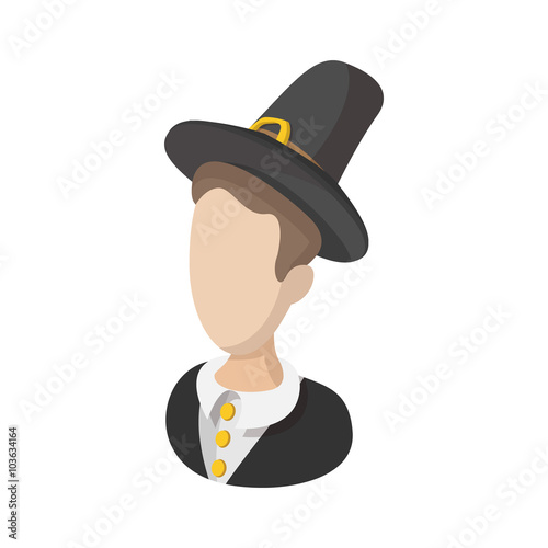 Pilgrim man cartoon icon 