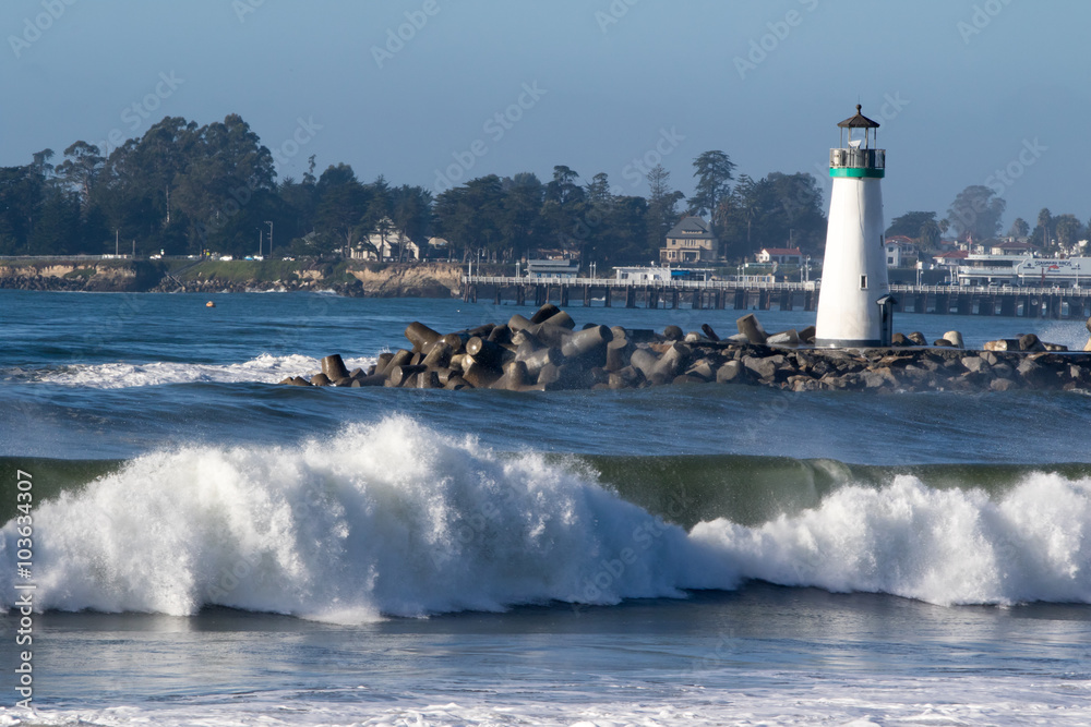 Lighthouse and Ocean Waves