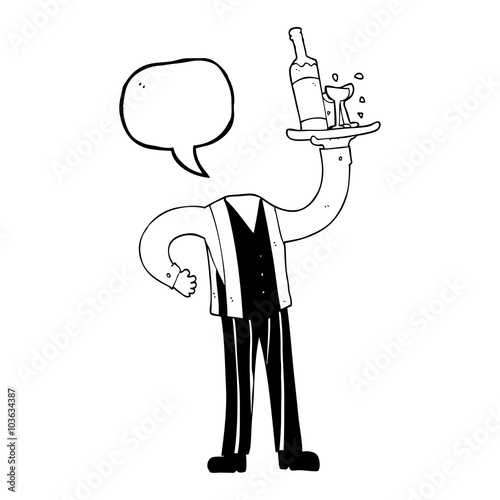 speech bubble cartoon headless waiter (add own photos)