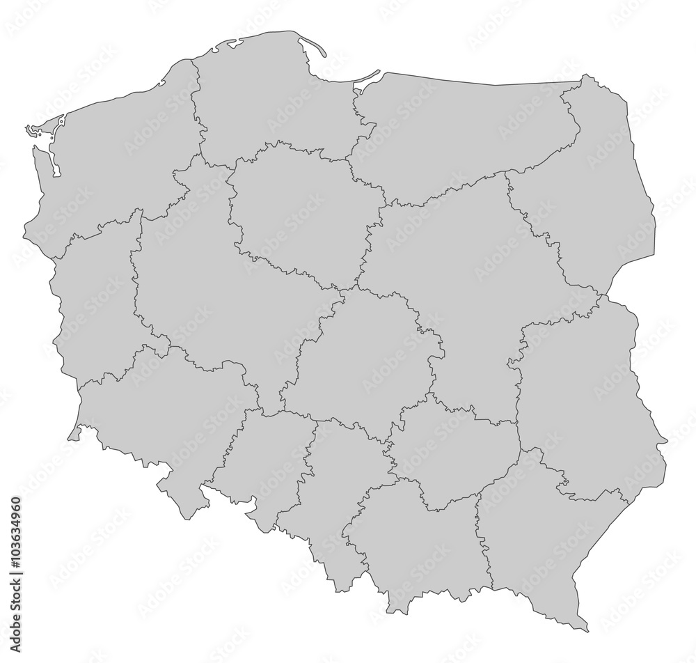 Woiwodschaften in Grau