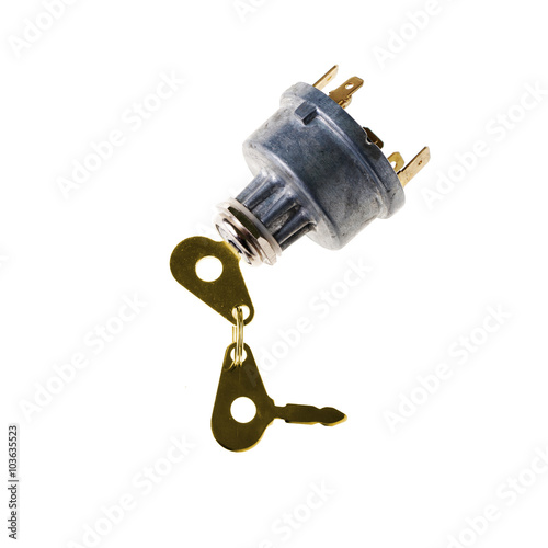 Ignition switch isolated on white