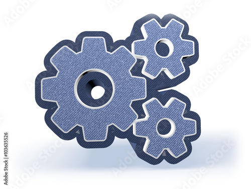 Gear Wheels Shopping Icon in blueish denim look photo