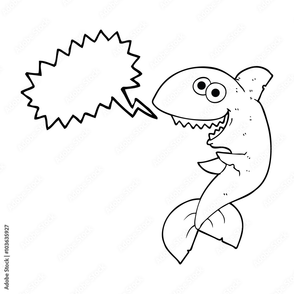 Naklejka premium speech bubble cartoon shark