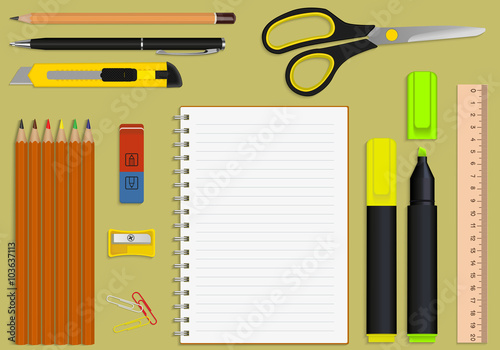 vector set office supplies