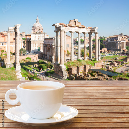Canvas Print Cup of coffee in Rome