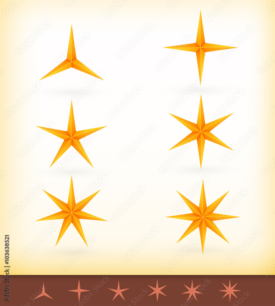 Collection of shiny vector golden stars Collection of shiny vector golden stars
