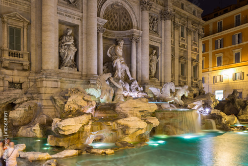 Trevi Fountain (Fontana di Trevi) at night in Rome, Italy