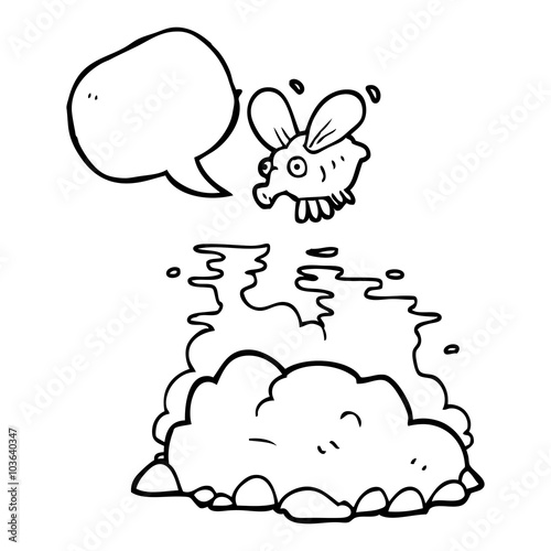 speech bubble cartoon fly and manure