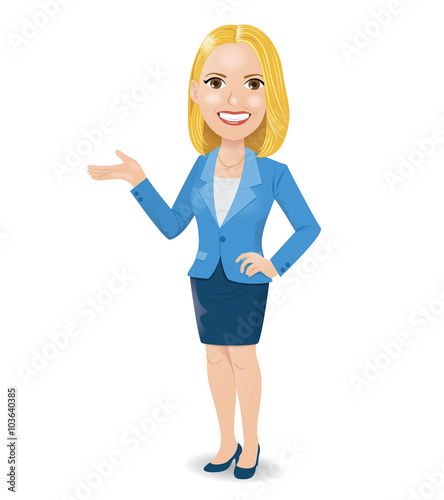 Smiling Business Woman Presenting