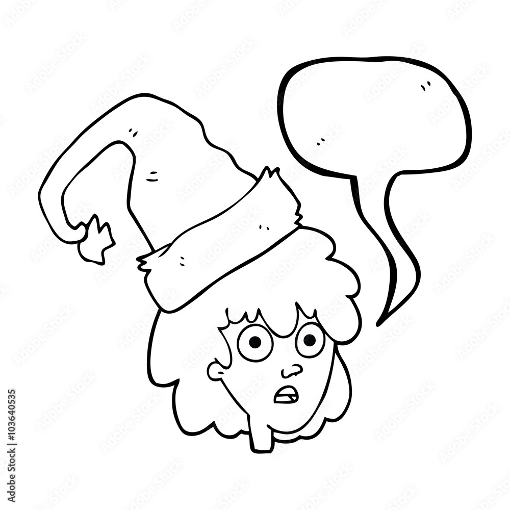 speech bubble cartoon woman with santa hat speech bubble cartoon woman with santa hat