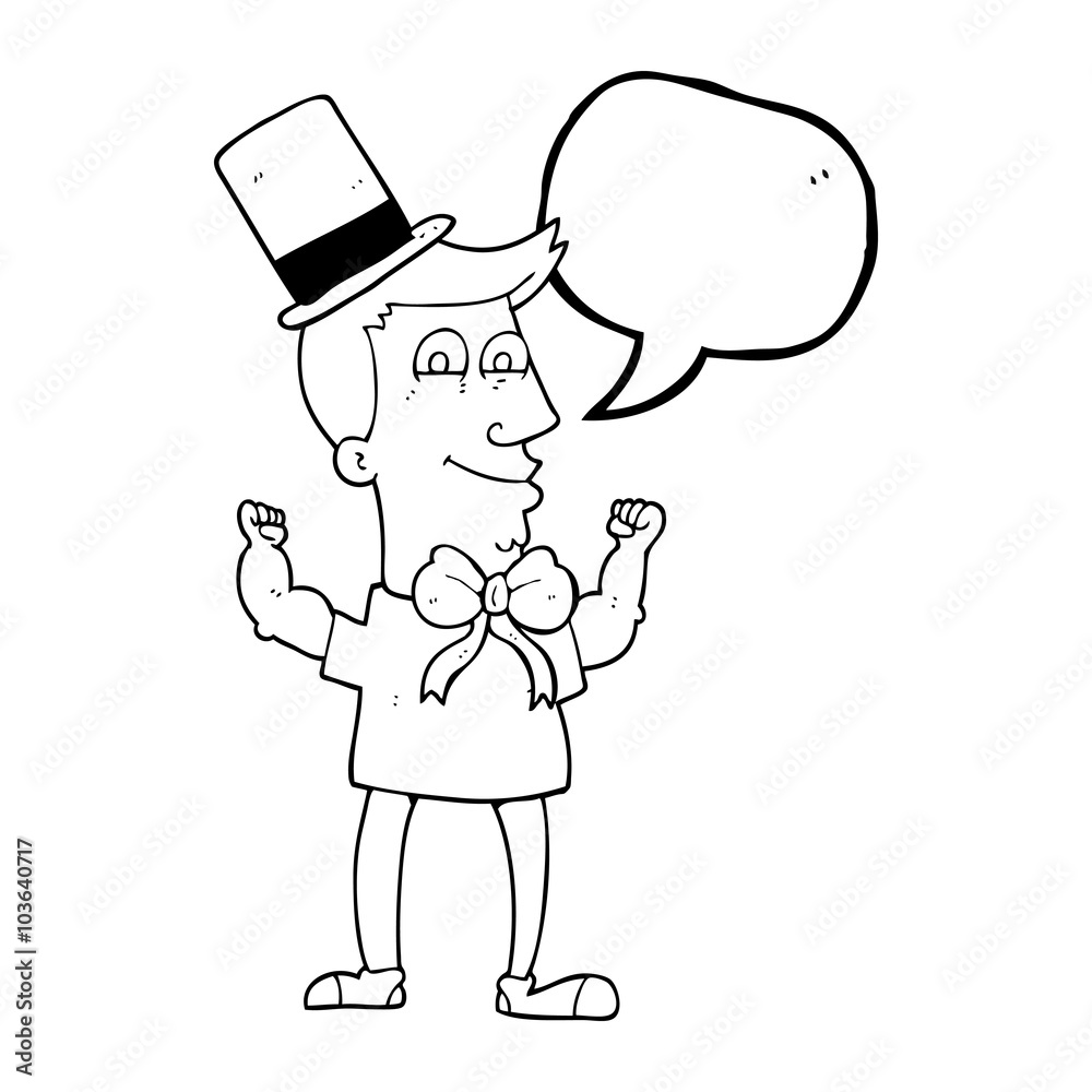 speech bubble cartoon celebrating man
