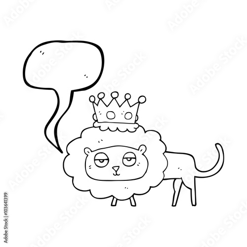 speech bubble cartoon lion with crown