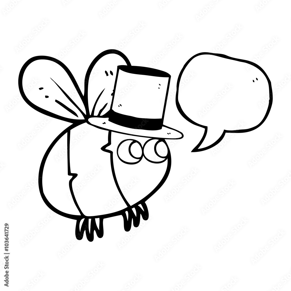 speech bubble cartoon bee in top hat speech bubble cartoon bee in top hat