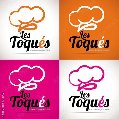logo restaurant gastronomique toque rose orange
