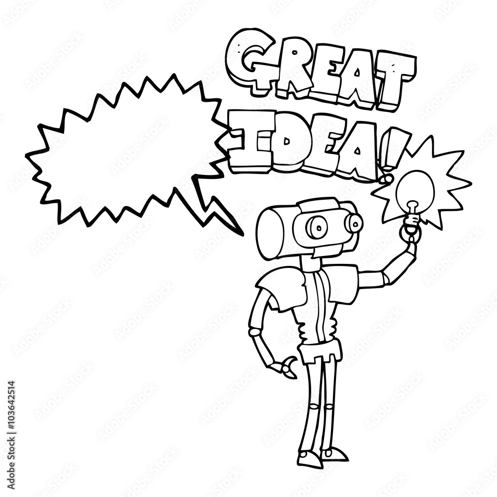 Fototapeta premium speech bubble cartoon robot with great idea