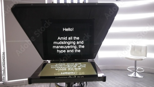 news politics and sports on the teleprompter