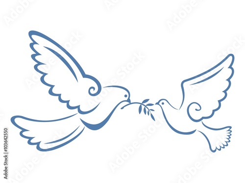 Peace Dove Couple Blue Color