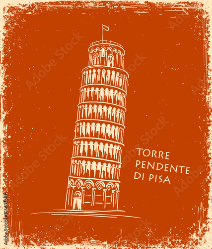 Piza Tower, vector illustration, travel concept