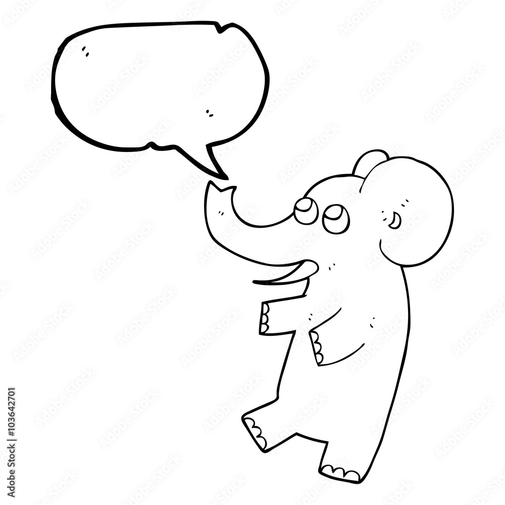 Obraz premium speech bubble cartoon cute elephant