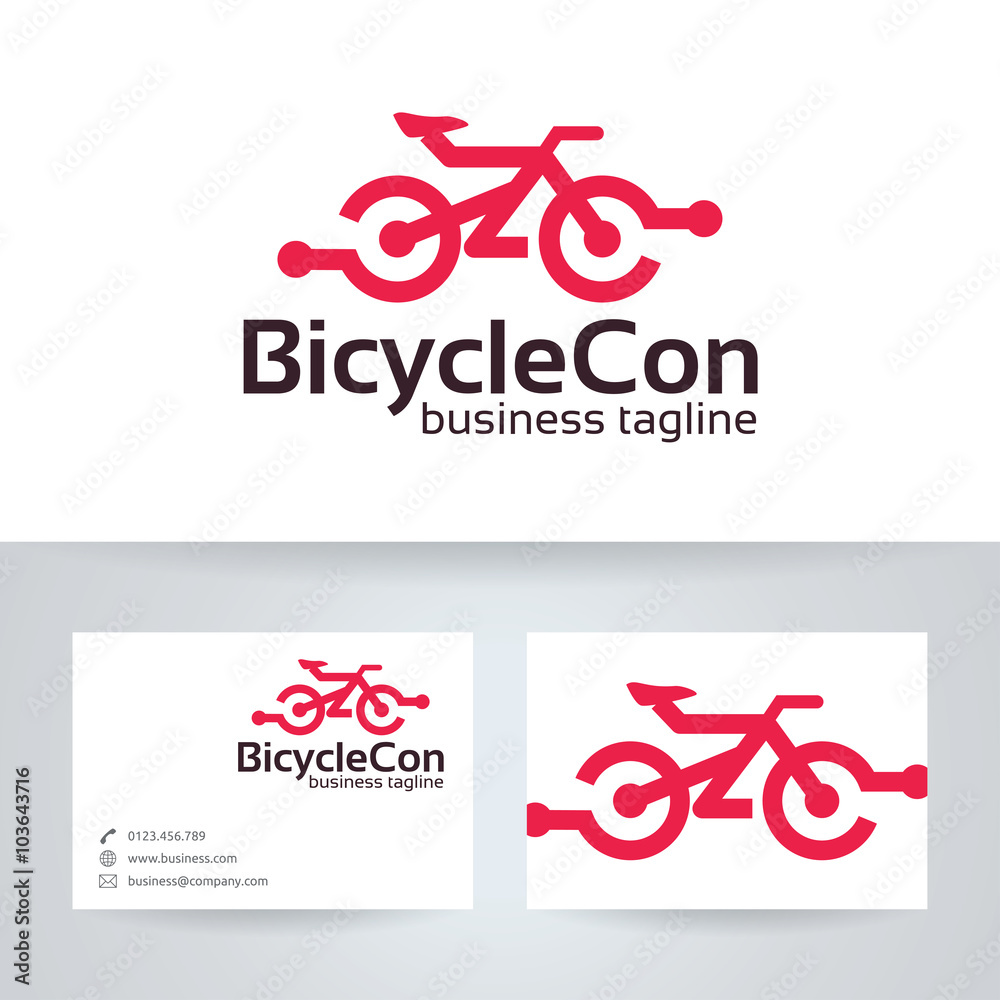 Fototapeta premium Bicycle connect vector logo with business card template