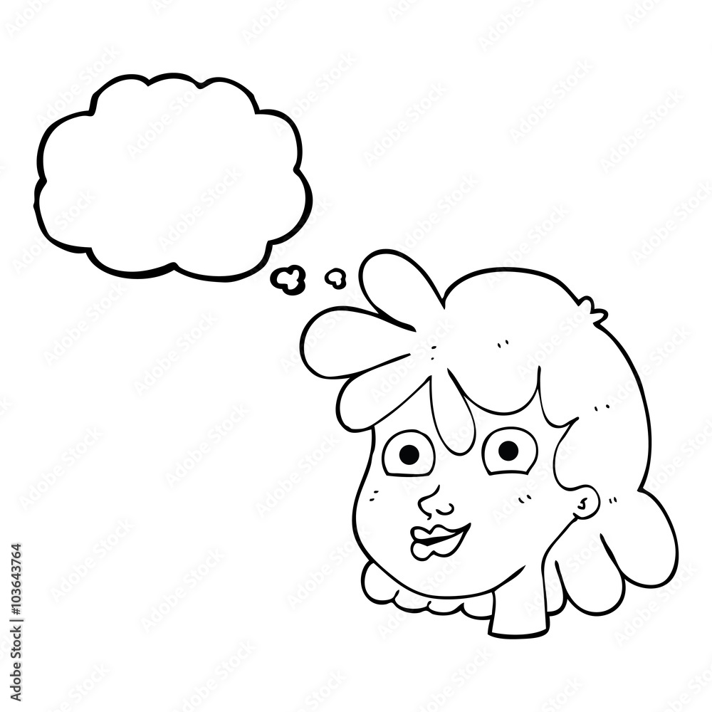 thought bubble cartoon female face thought bubble cartoon female face